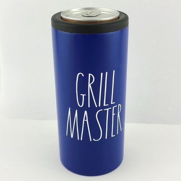 Rae Dunn Insulated Stainless Steel Blue Slim-Can Holder Large Letrs GRILL MASTER - Picture 8 of 8